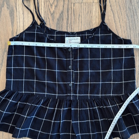 Current/Elliott Women's The Workwear Peplum Black Checkered Top Size 1 - Picture 12 of 13